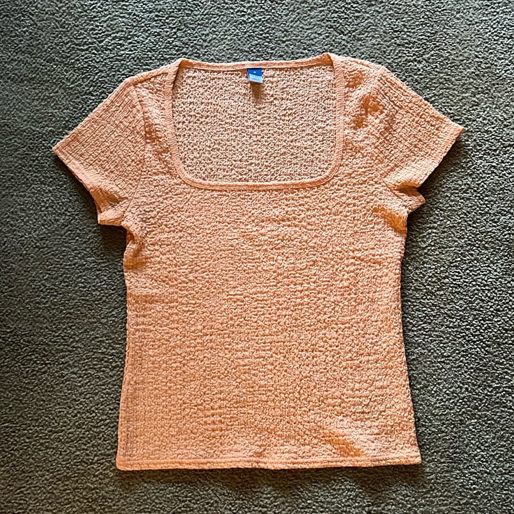 Old Navy Textured Short Sleeve Square Necked Top
